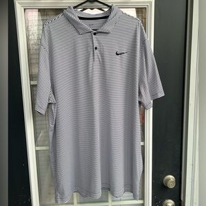 Nike Dri-Fit Men’s XXL Striped Polo Shirt Black White – Golf Performance Top